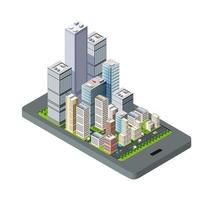 Isometric city map navigations urban cartography business concept vector