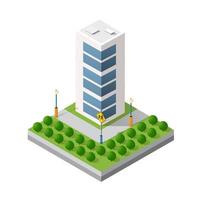 Isometric 3D module block district part city with skyscrape vector