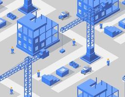 Seamless repeating pattern background Industrial city building 3d illustration vector