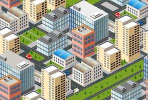Seamless urban plan pattern map. Isometric landscape structure of city buildings, skyscrapers vector