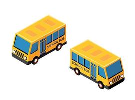 Isometric school bus urban infrastructure vector