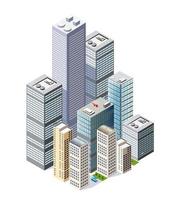 Cityscape design elements with isometric building city map for vector