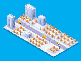 Isometric 3d module block district part vector