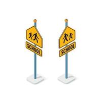 Road signs isometric set street object for highway information traffic direction vector