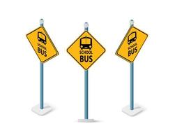 Road signs isometric set street object for highway information traffic direction transportation. Infographic icon for business message symbol concept vector illustration.