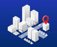 Isometric city map navigations urban cartography business concept