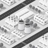 City plant factory industrial isometric urban design elements pattern vector