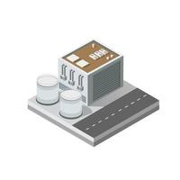 Industrial objects plant, factories. Isometric top view the city with streets, buildings. vector