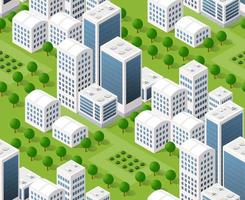 Seamless urban plan pattern map. Isometric landscape structure of city buildings