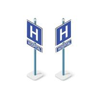 Road signs isometric set street object for highway information traffic direction transportation. vector