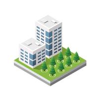 Isometric 3d module block district part of the city with a street vector