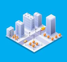 ciudad de ilustración de vector de arquitectura para fondo de negocios con rascacielos isométrico