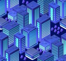 Ultraviolet Conceptual urban seamless pattern Isometric City set 3d illustration vector