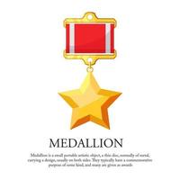 ilustración vectorial de una medalla de estrella. adecuado para visualizaciones de medallas de oro, ganadores de premios, mejor reconocimiento y respeto. icono de medalla de servicio de premio.