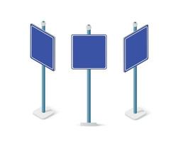 Road signs isometric set street object for highway information traffic direction transportation. Infographic icon for business message symbol concept vector illustration.