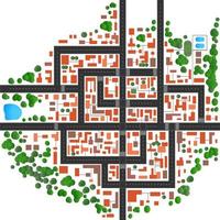 The top view from above is a map of the city vector