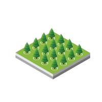 árboles 3d isométricos bosque camping naturaleza elementos fondo blanco para el diseño del paisaje. vector