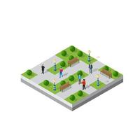 Isometric people lifestyle communication in an urban environment vector