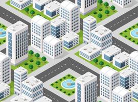 Seamless repeating pattern of 3D illustration city vector