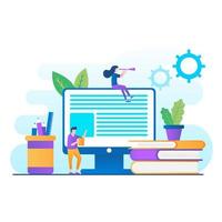 Online education concept with text place. Can use for web banner, infographics, hero images. Flat vector illustration isolated on white background