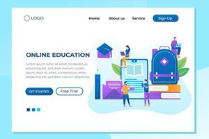 Online education concept with text place. Can use for web banner, infographics, hero images. Flat vector illustration isolated on white background