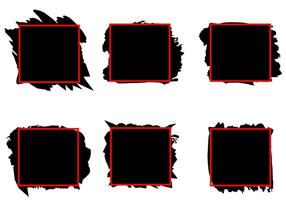 Grunge backgrounds set. Brush black paint ink stroke over square frame. Vector illustration