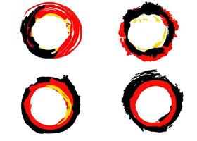 set of vector circle brush strokes texture filled black ink on a white background