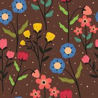 seamless pattern hand drawing cartoon flower and leaves. plant drawing for fabric print, textile, gift wrap paper