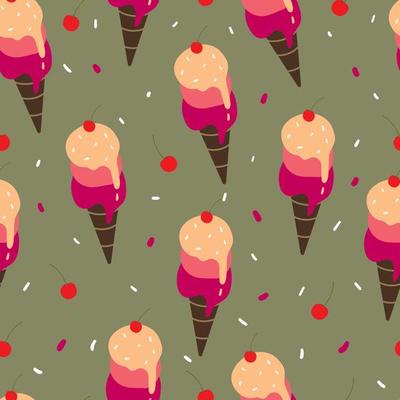 seamless pattern hand drawing cartoon ice cream. food background for fabric print, textile, gift wrap paper