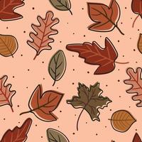 hojas de dibujos animados de dibujo a mano de patrones sin fisuras. fondo de otoño para estampado de tela, textil, papel de regalo vector