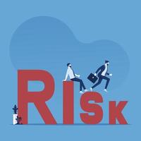 businessman going down on risk wording, concept for business risk and challenge in career path vector