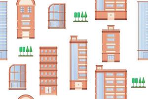 Building Flat design retro and modern city houses skyscrapers colorfulbuilding seamless background vector