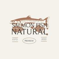 Healthy and vintage salmon logo vector