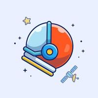 ilustración de icono de vector de dibujos animados de casco de astronauta. ciencia tecnología icono concepto aislado vector premium. estilo de dibujos animados plana.