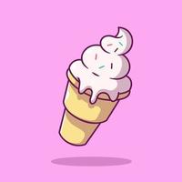 Ice Cream Cone Cartoon Vector Icon Illustration. Food And Drink Icon Concept Isolated Premium Vector. Flat Cartoon Style