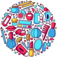 Make Up Tool Doodle Pack vector