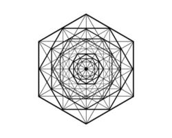 Hexagonal Mandala, sacred geometry, magic hexagram. Abstract Geometric pattern element, line design. Mystic icon platonic solid vector isolated on white background