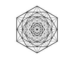 mandala hexagonal, geometría sagrada, hexagrama mágico. elemento de patrón geométrico abstracto, diseño de línea. icono místico vector sólido platónico aislado sobre fondo blanco