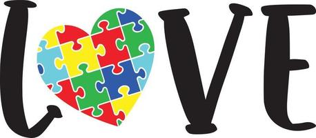 Autism Love Heart vector