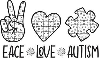Peace Love Autism Vector File