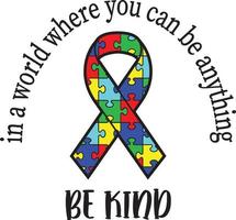 Be Kind Ribbon Puzzle Autism vector