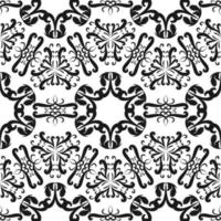 patrón negro decorativo sin costuras sobre un fondo blanco. ornamento oriental con remolinos y elementos florales. textura de lujo para tela, azulejo, papel pintado o embalaje. vector