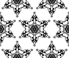 Vector seamless pattern of floral mandalas. Black patterned stars on a white background. Abstraction of carved artistic elements in oriental style.