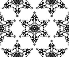 Vector seamless pattern of floral mandalas. Black patterned stars on a white background. Abstraction of carved artistic elements in oriental style.