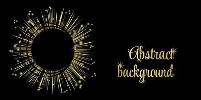 Luxury golden design on a black background. Round golden abstraction on a dark background. Vector banner with space for text.