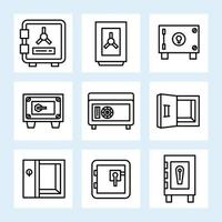 safe icons set vector