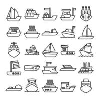 conjunto de iconos de línea de barco vector