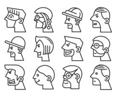 human face side view avatars vector