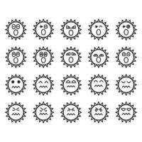 sun emoji  set line illustration vector