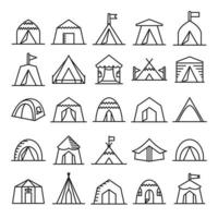 camping tent line icons vector